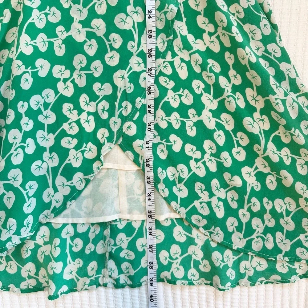 Dalton Silk Crepe Wrap Dress in Green Floral Print